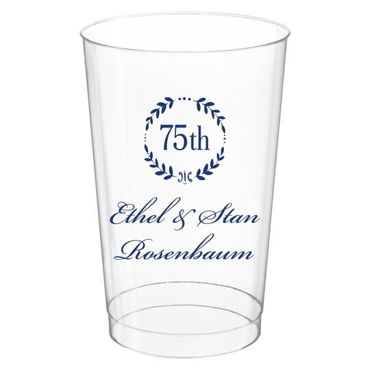 75th Wreath Clear Plastic Cups